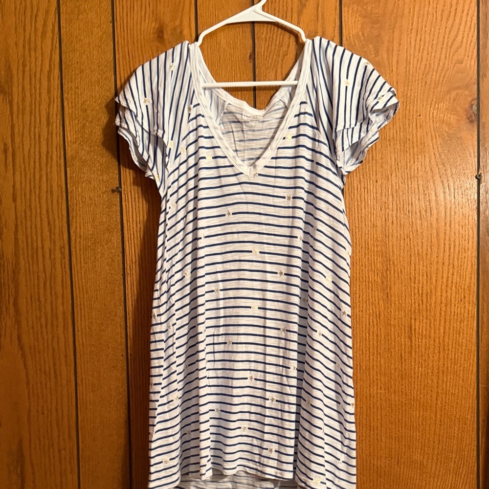 Lane Bryant Blue and White Striped Dress